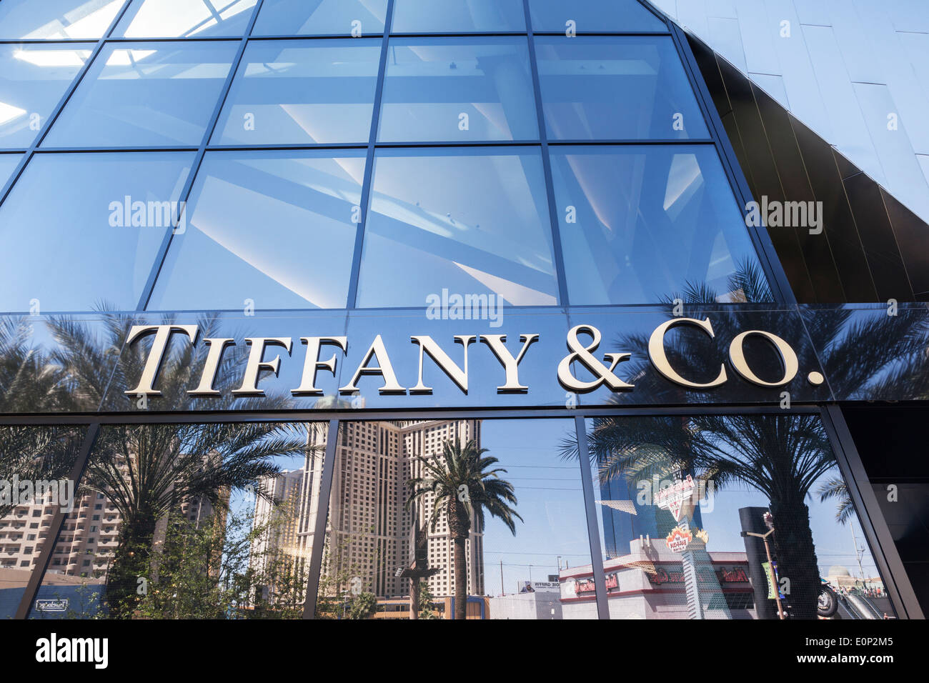 Tiffany und Co-Logo auf eine Ladenfront in Las Vegas. Stockfoto