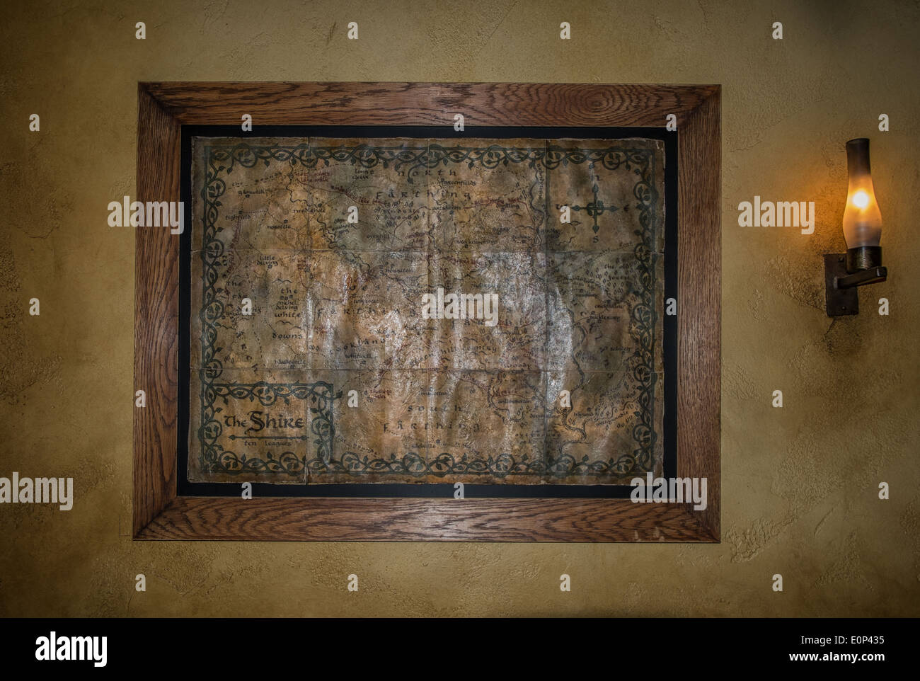 Hobbit Karte des Auenlandes in Hobbiton, Hinuera, Matamata, Neuseeland Stockfoto