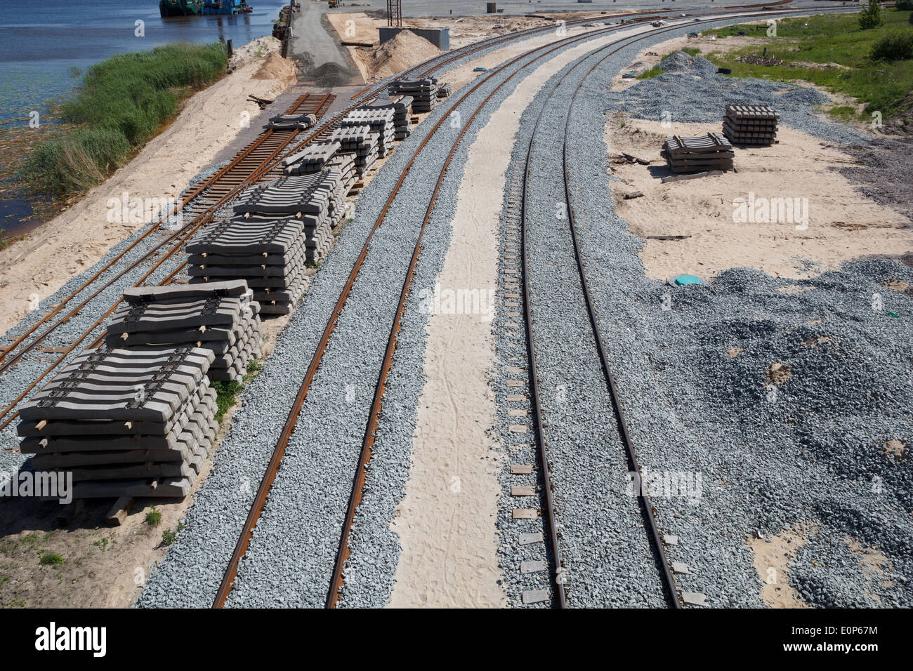 Eisenbahn-Neubau Stockfoto