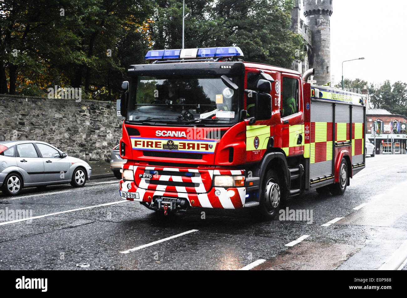 Ein Feuerwehrauto in Dublin. Stockfoto