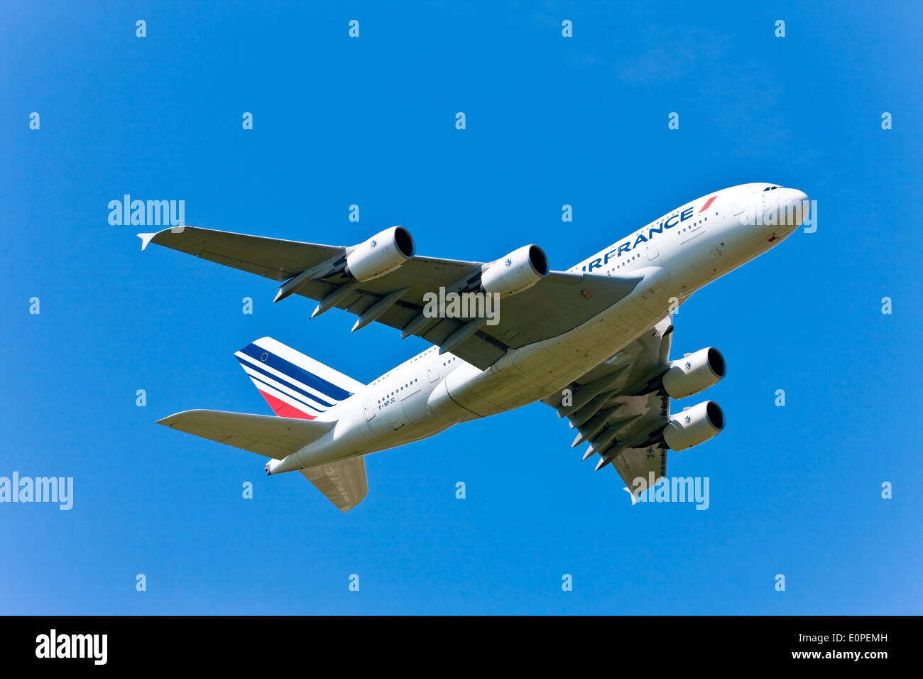 Airbus A380 von Air France ausziehen Stockfoto