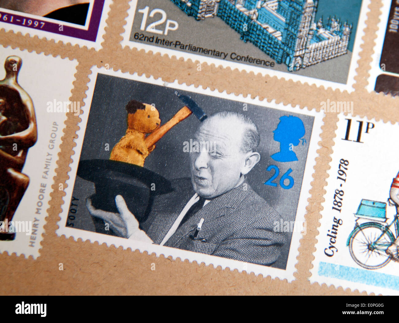Sooty und Harry Corbett auf Royal Mail Stempel, London Stockfoto