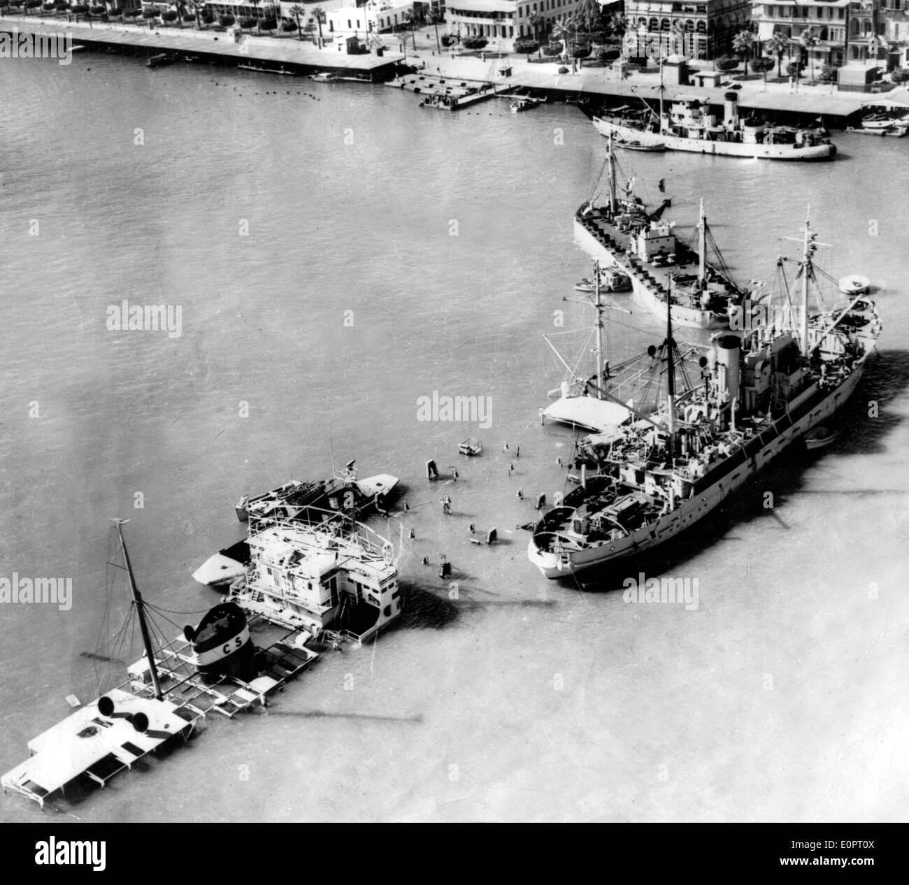 Luftaufnahme des Suez Kanal während der Suez-Krise Stockfoto