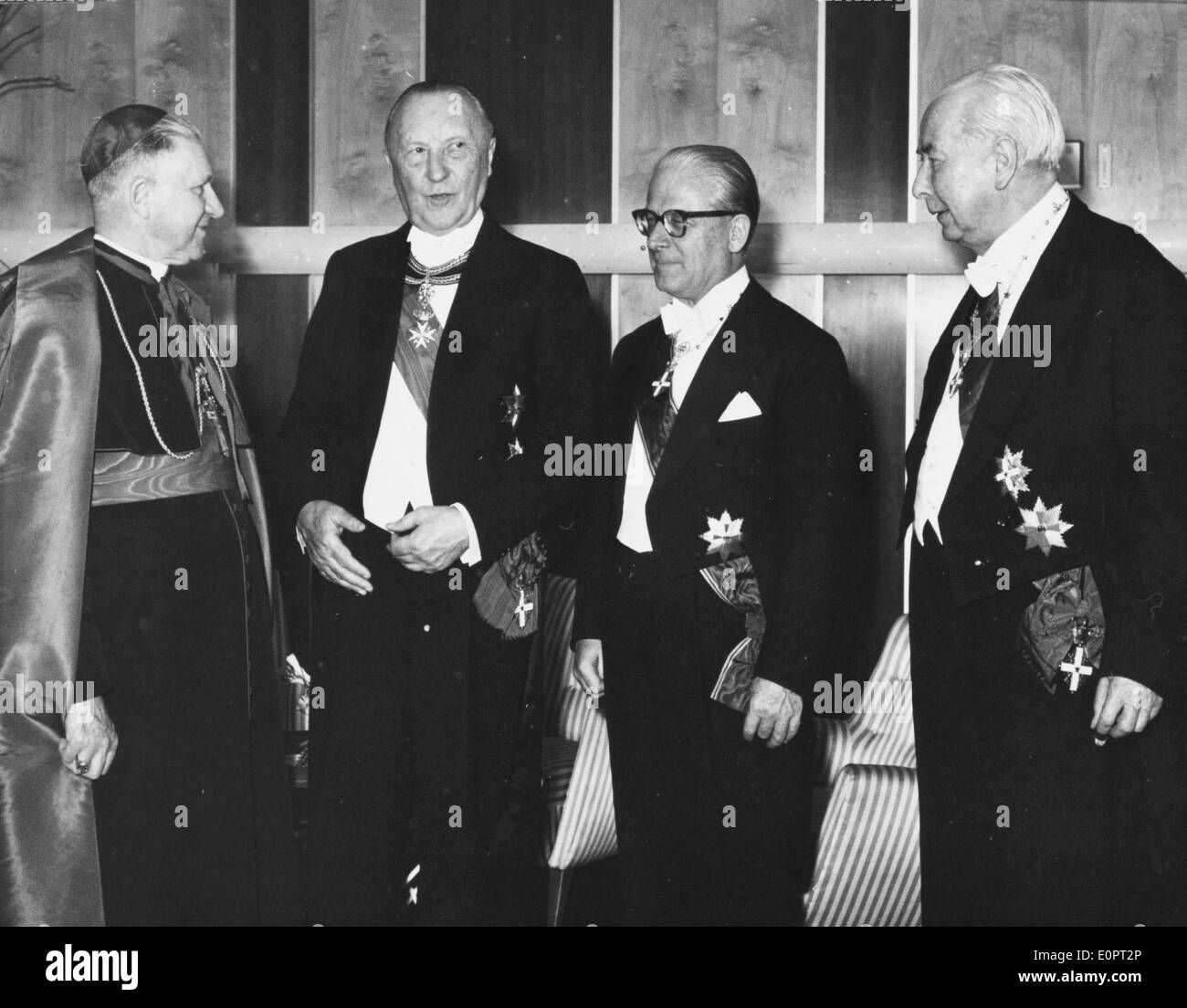Konrad Adenauer, Theodor Heuss, Giovanni Gronchi Stockfoto