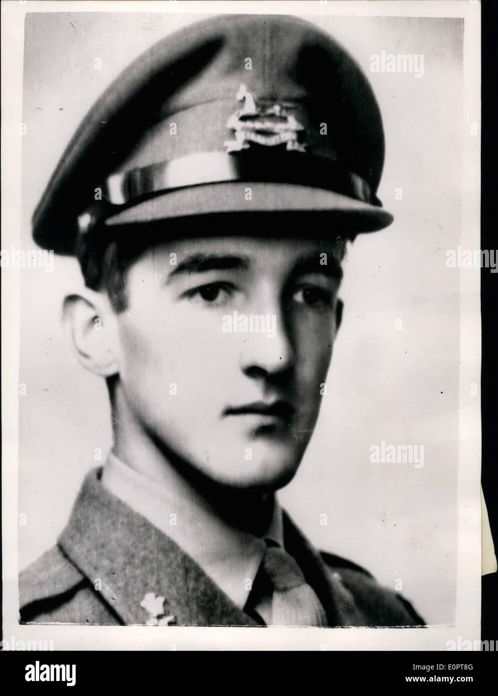 12. Dezember 1956 - britischer Offizier entführt in Port Said. Lieut - Moorhouse.: Zwanzig Jahre alten 2/Leutenant Anthony Gerard Moorhouse, der aus Leeds - kommt in Port Said entführt wurde beim Hedrove allein in einem Land-Rover ging er in eine Seitenstraße Wohnung wo West Yorkshires acht ägyptischen Kommandos beschlagnahmt hat. Nach einigen ägyptischen Behörden - Moorhouse getötet wurde - aber General Sir HGugh Stockwell - der Alliierte Befehlshaber ist überzeugt Ägypter. Ein Protest gegen die Kidnappinghas wurde gemacht, um die Vereinten Nationen Kommandant General Edison brennt. Foto zeigt zweite Lieut Stockfoto