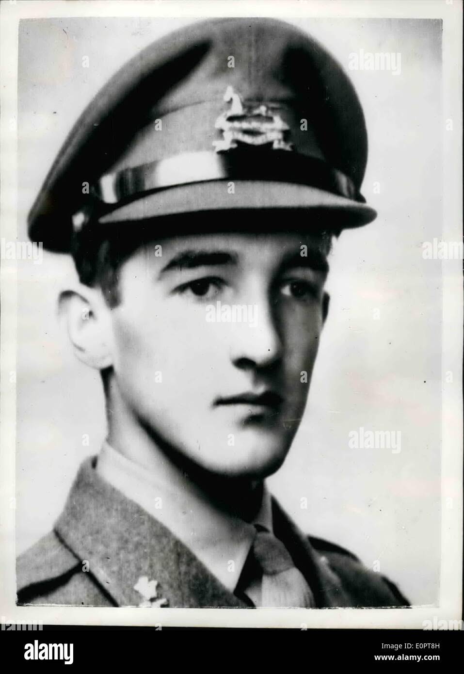 12. Dezember 1956 - britischer Offizier entführt in Port Said. Lieut - Moorhouse.: Zwanzig Jahre alten 2/Leutenant Anthony Gerard Moorhouse, der aus Leeds - kommt in Port Said entführt wurde beim Hedrove allein in einem Land-Rover ging er in eine Seitenstraße Wohnung wo West Yorkshires acht ägyptischen Kommandos beschlagnahmt hat. Nach einigen ägyptischen Behörden - Moorhouse getötet wurde - aber General Sir HGugh Stockwell - der Alliierte Befehlshaber ist überzeugt Ägypter. Ein Protest gegen die Kidnappinghas wurde gemacht, um die Vereinten Nationen Kommandant General Edison brennt. Foto zeigt zweite Lieut Stockfoto