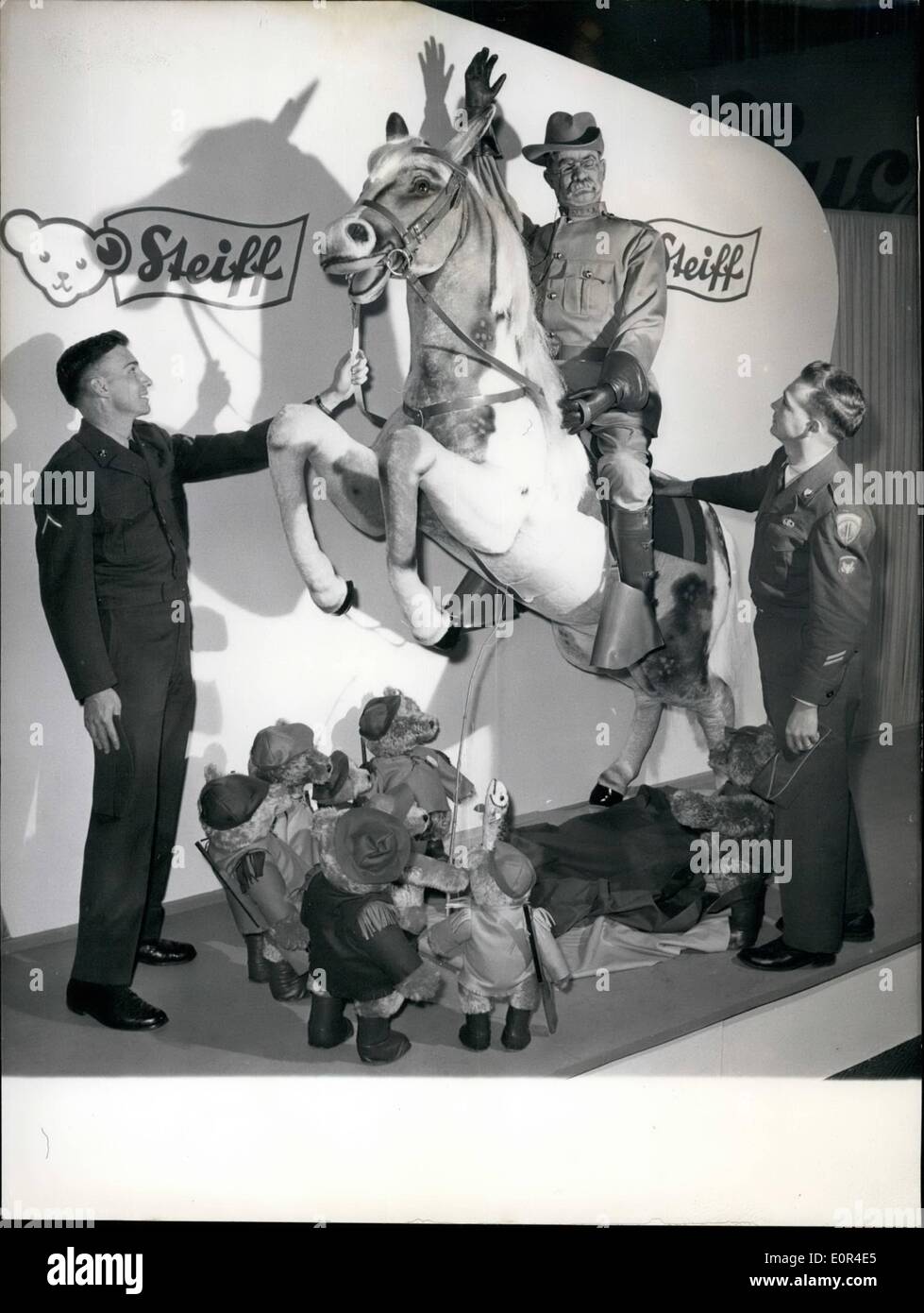 2. Februar 1958 - Präsident Roosevelt als '' Fahrer als '' Riesen Spielzeug '' die Figur des ehemaligen US-Präsident Roosevelt, in rau '' die Stockfoto