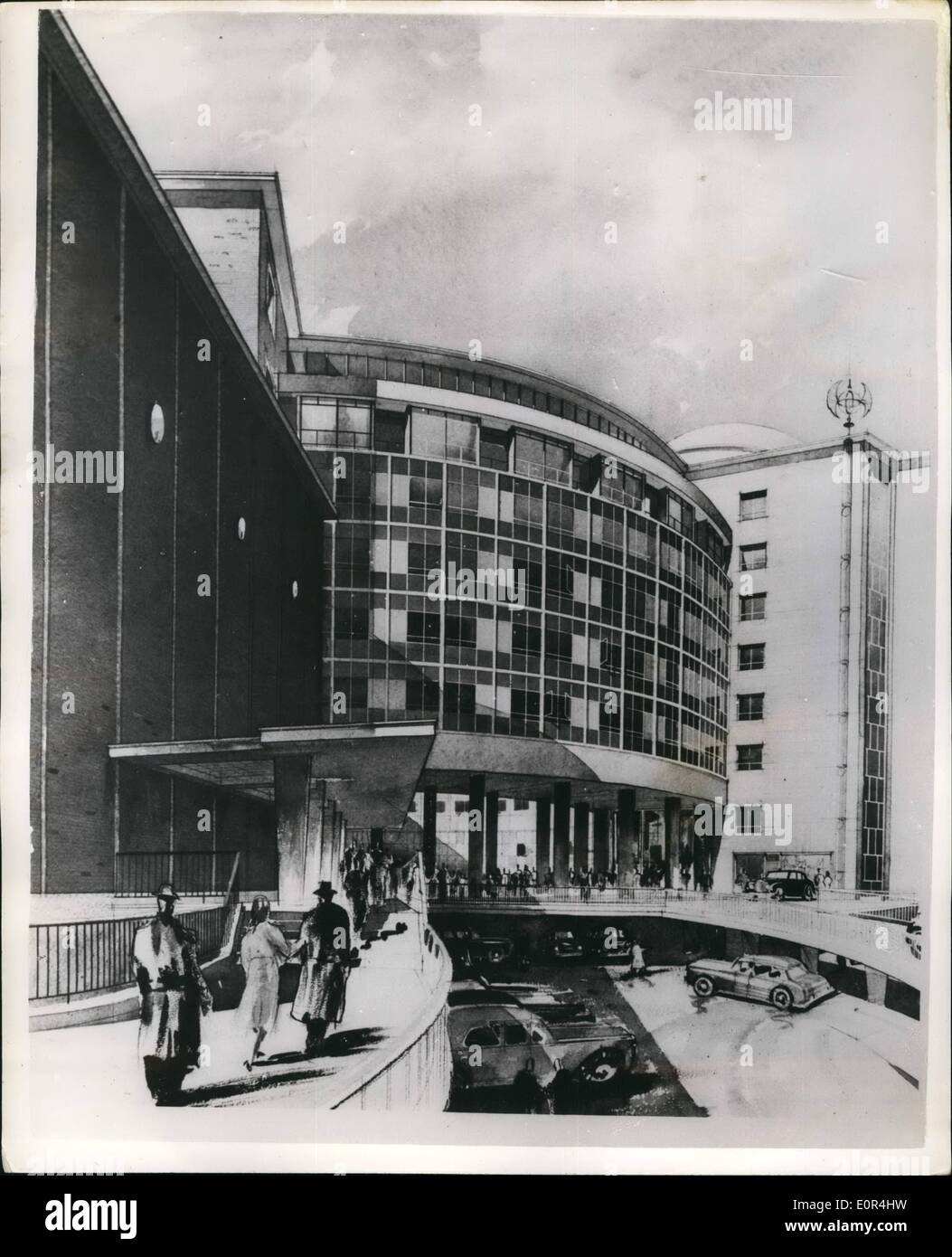 3. März 1958 - Arbeitsfortschritt auf die Untergrundarmee Fernsehzentrum - das größte seiner Art in Europa: das Hauptgebäude der Untergrundarmee Stockfoto