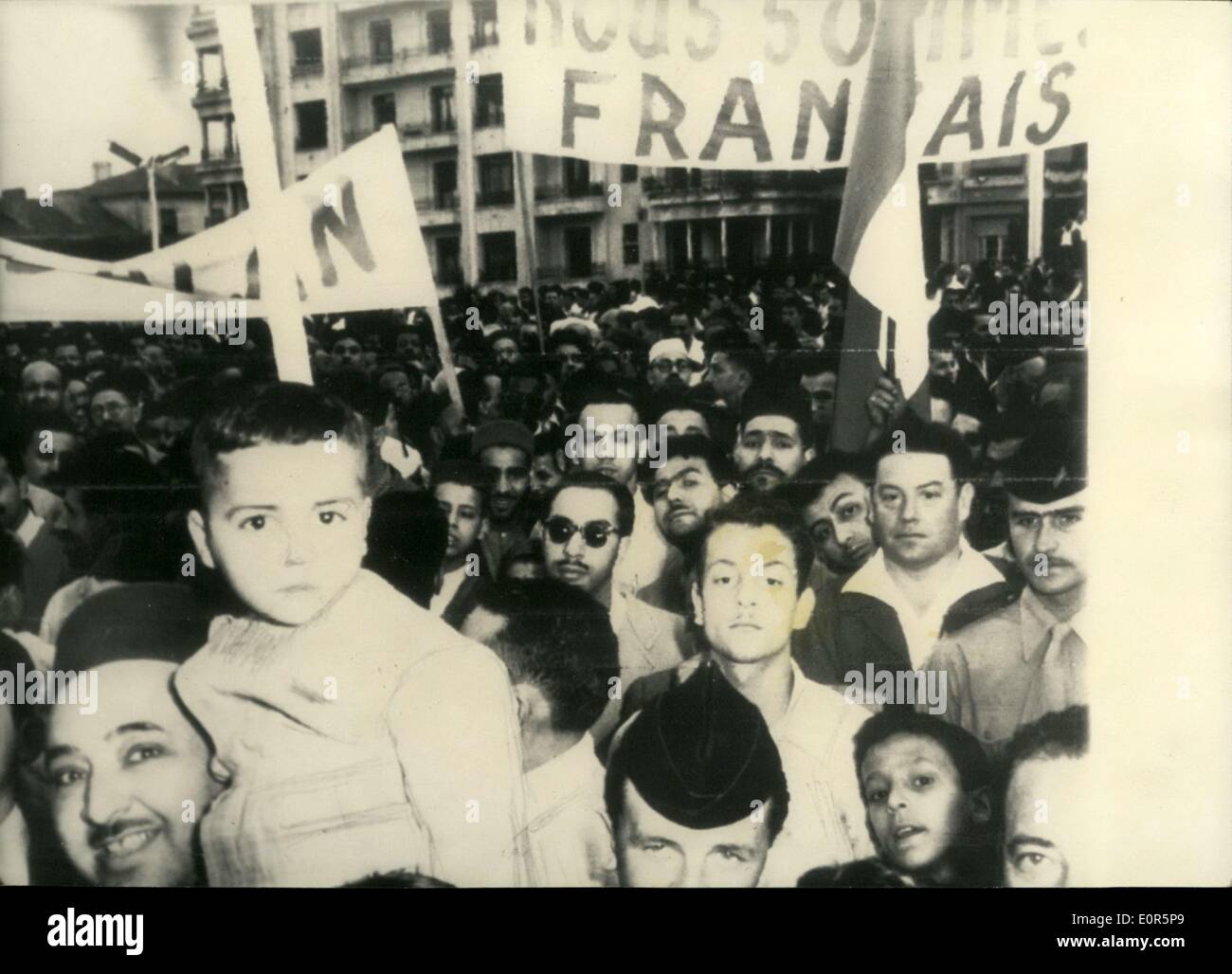 21. Mai 1958 - Rede vom Balkon des Regierungsgebäudes Stockfoto