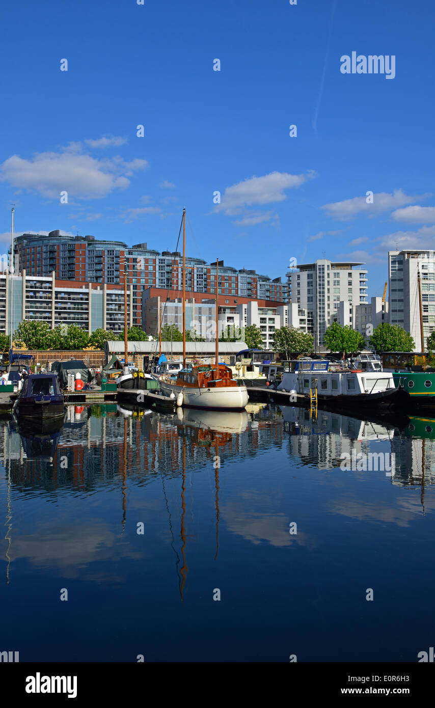 Pappel Dock Marina, Canary Wharf, London E14, Vereinigtes Königreich Stockfoto