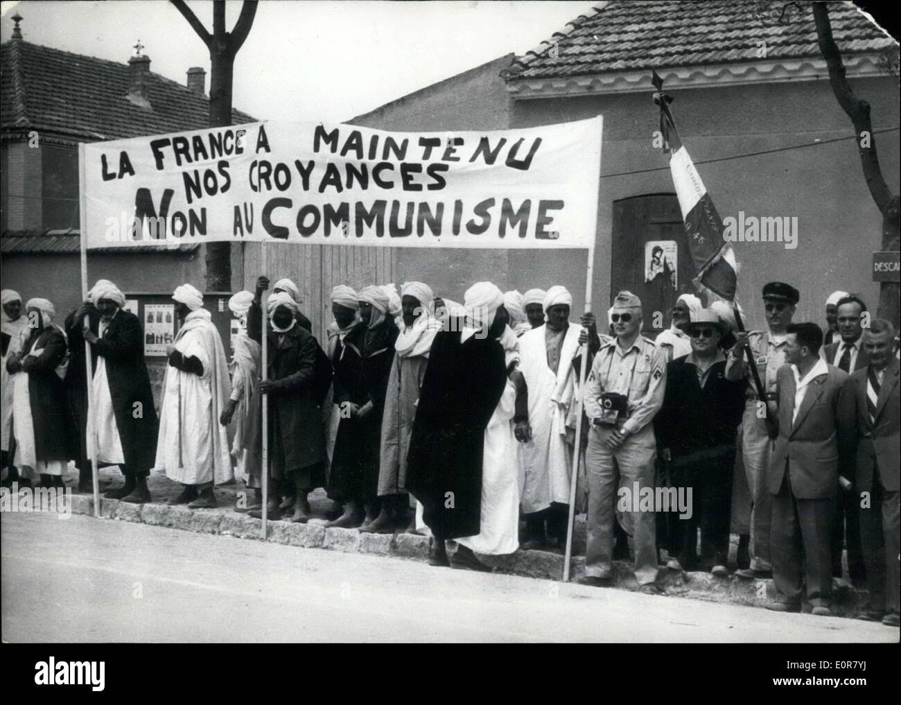 15. Mai 1958 - kleines Dorf Telagh (in der Nähe von Oran) Stockfoto