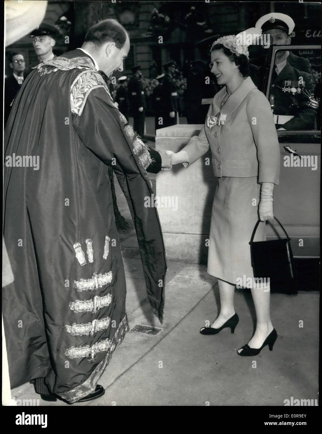 10. Oktober 1958 - Umwidmung von St. Clement Danes Kirche.: der Dienst der Umwidmung der Kirche St. Clement Danes, Strang, der Stockfoto