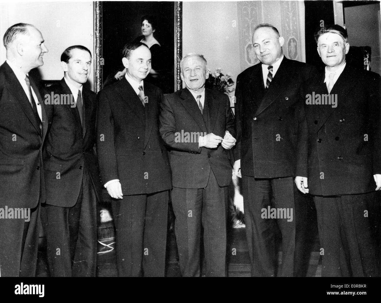 Sechs der 1958 Nobelpreisträger Stockfoto