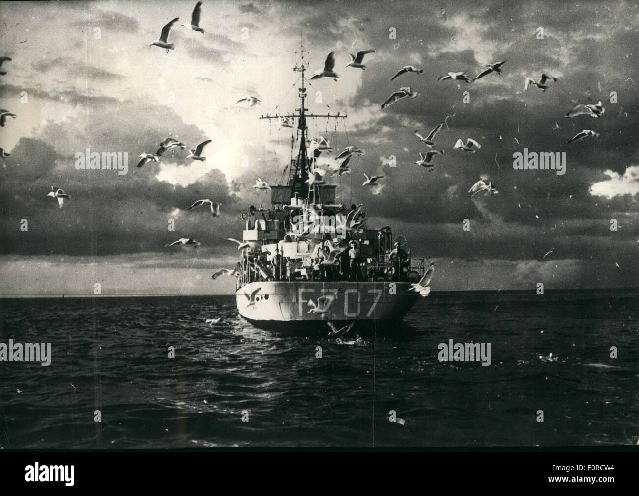 3. März 1959 - französische Patrouille Schiff SAILD auf jährliche MISSION. DAS FRANZÖSISCHE PATROUILLENSCHIFF '' AVENTURE'' SEGELTE AUF JÄHRLICHE PATROUILLE MISSION Stockfoto