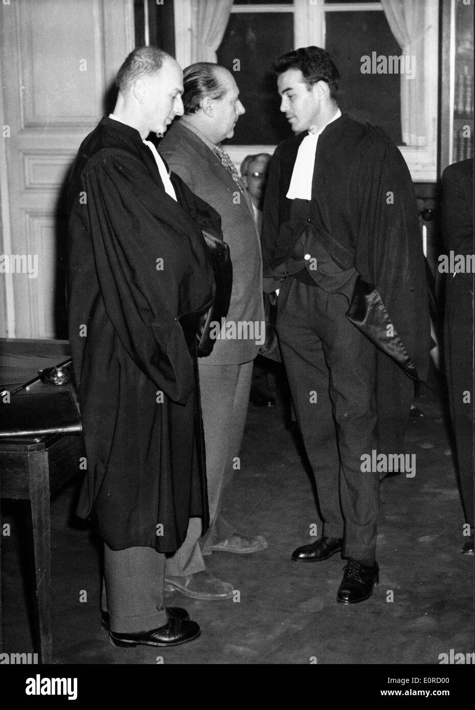 Regisseur Roberto Rossellini in einem Meeting in Frankreich Stockfoto