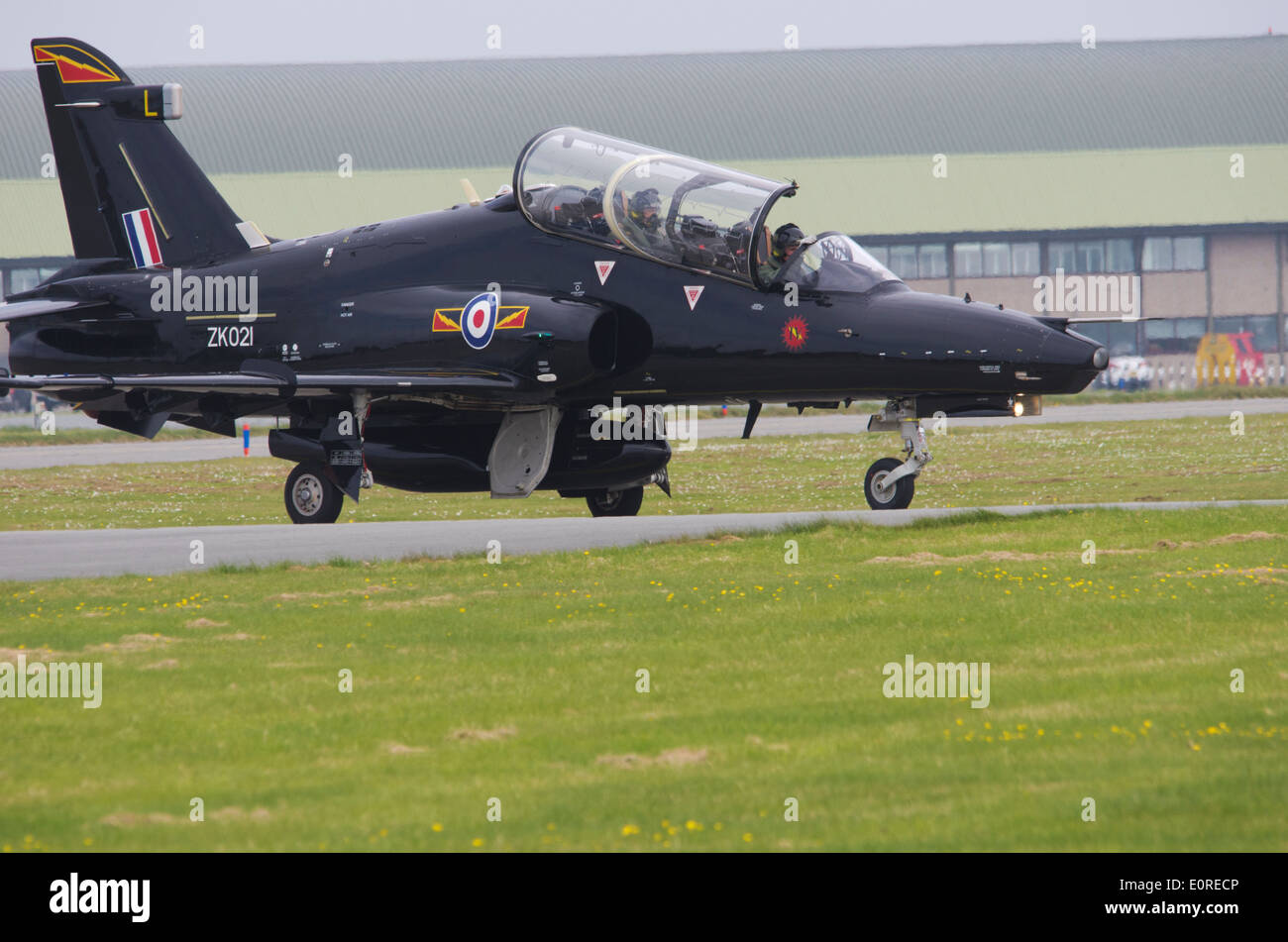 Eine Hawk des Rollens bei RAF Valley. Stockfoto