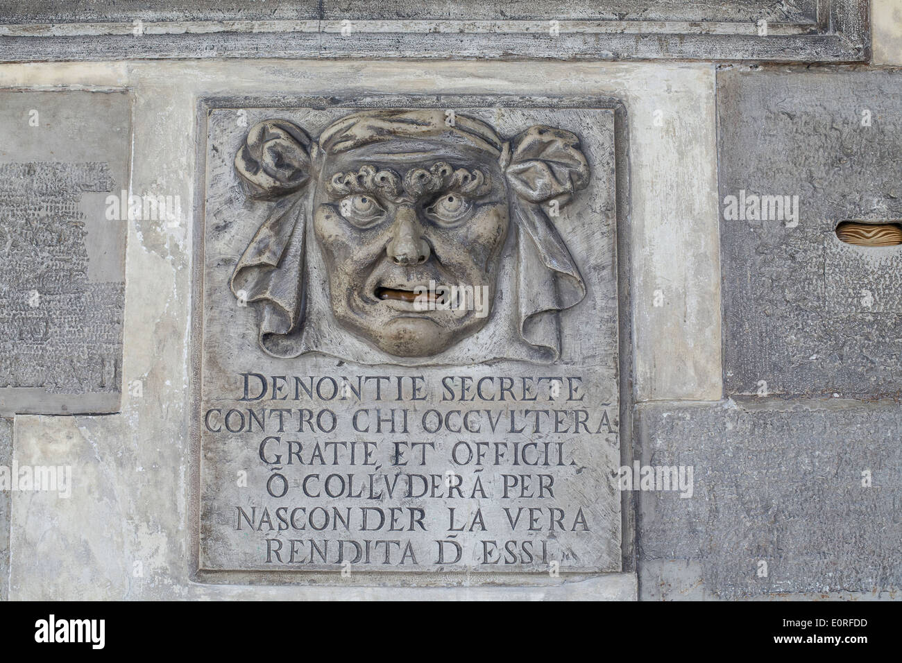 Lion es Mund Briefkasten für anonyme Denunziationen, Dogenpalast, Venedig Stockfoto