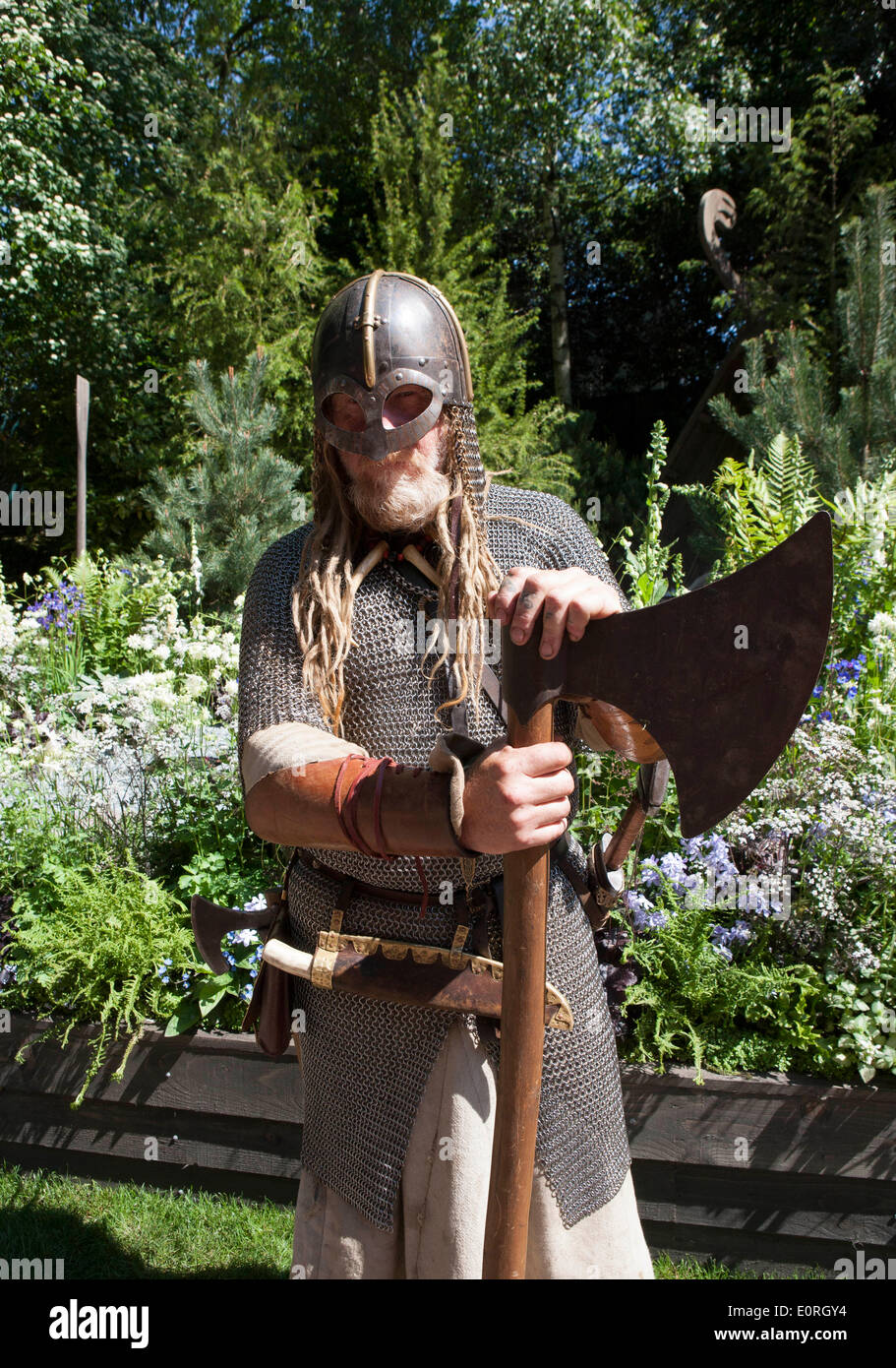 London, Großbritannien. 19. Mai 2014. Chelsea, London, Großbritannien. 19. Mai 2014. Vikings am RHS Chelsea Flower Show 2014 Die Viking Kreuzfahrten nordischen Garten Designer Sadie kann Stowell Credit: ein Garten/Alamy leben Nachrichten Stockfoto