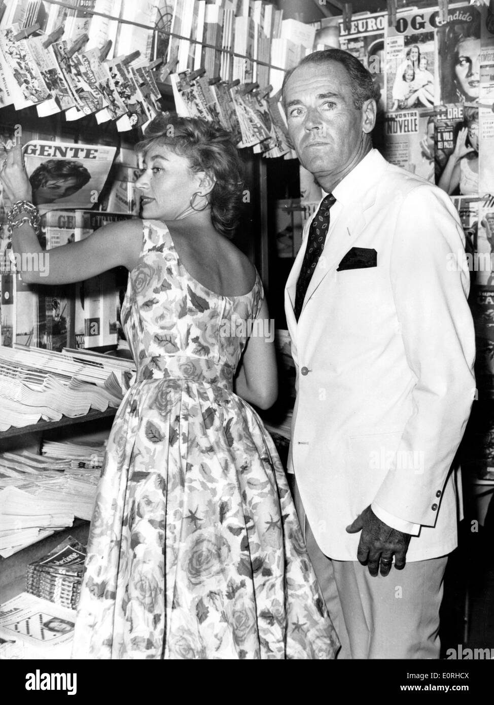 Schauspieler Henry Fonda Urlaub mit Afdera Franchetti Stockfoto