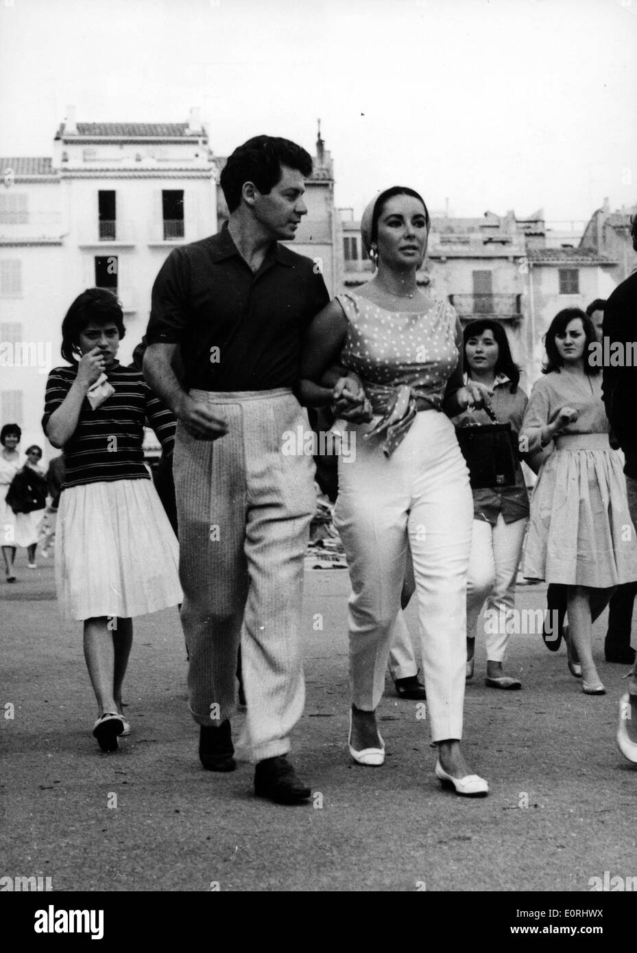 Liz Taylor und Ehemann Eddie Fisher im Urlaub Stockfoto