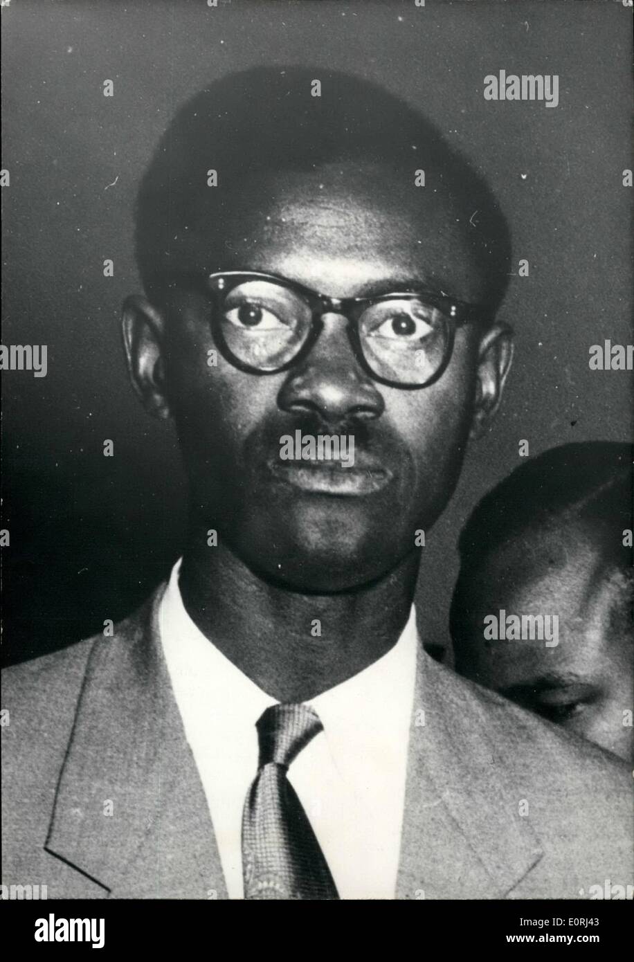 11. November 1959 - Belgien TACKLES COLONIAL PROBLEM nach Kongo Ausbruch: Die jüngsten Ausbrüche in Belgisch-Kongo scheint stark die belgische Regierung sorgen werden. OPS: Ein Porträt von Lumumba für den Ausbruch verantwortlich war, die er an Stanleyville kurz nach verhaftet wurde. Stockfoto