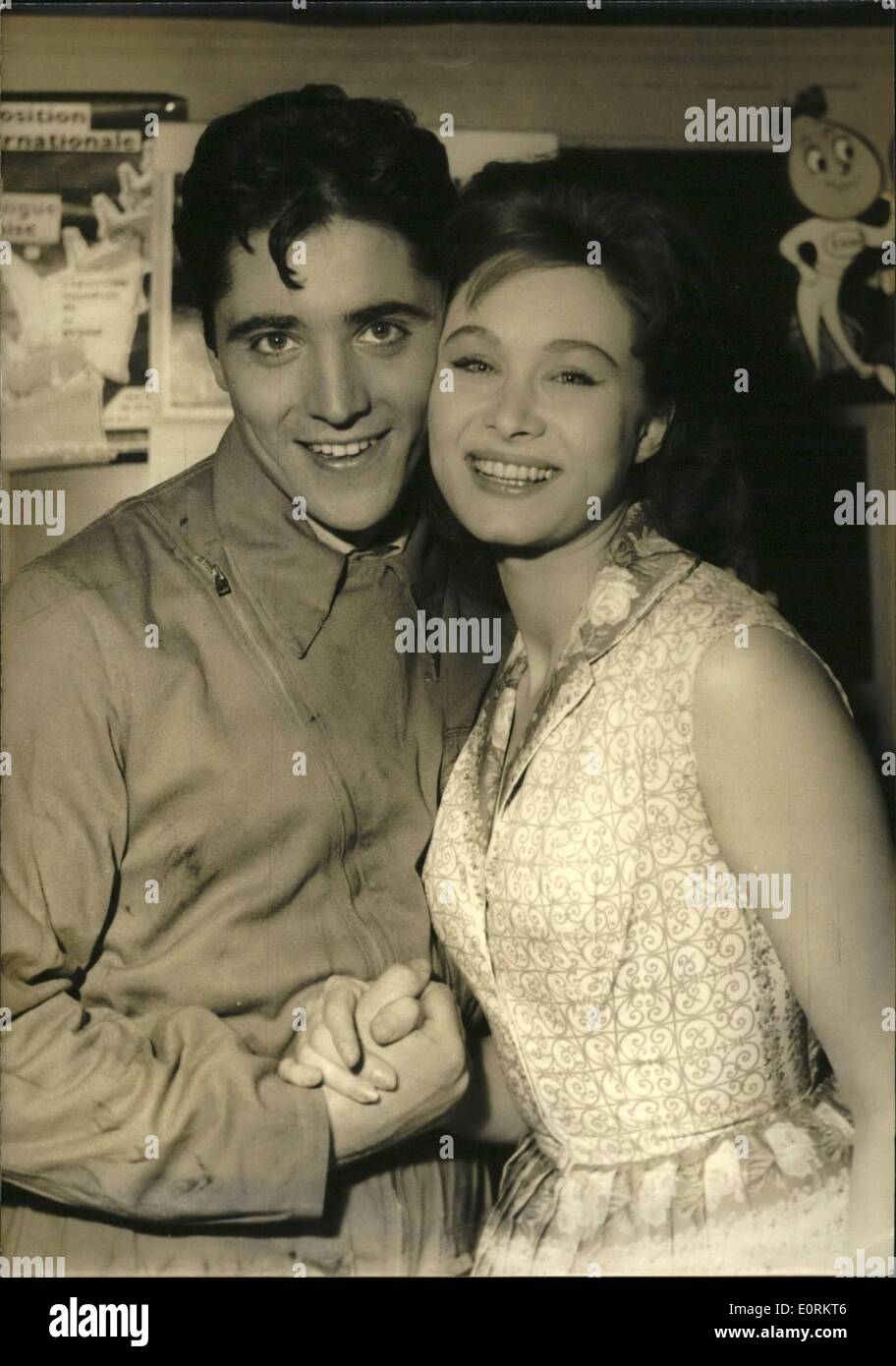1. Januar 1960 - französische Kino hat neue Paar: Sacha Distel und Danick Patisson: Sacha Distel, Sänger und Komponist, Ex-Verlobter von Stockfoto