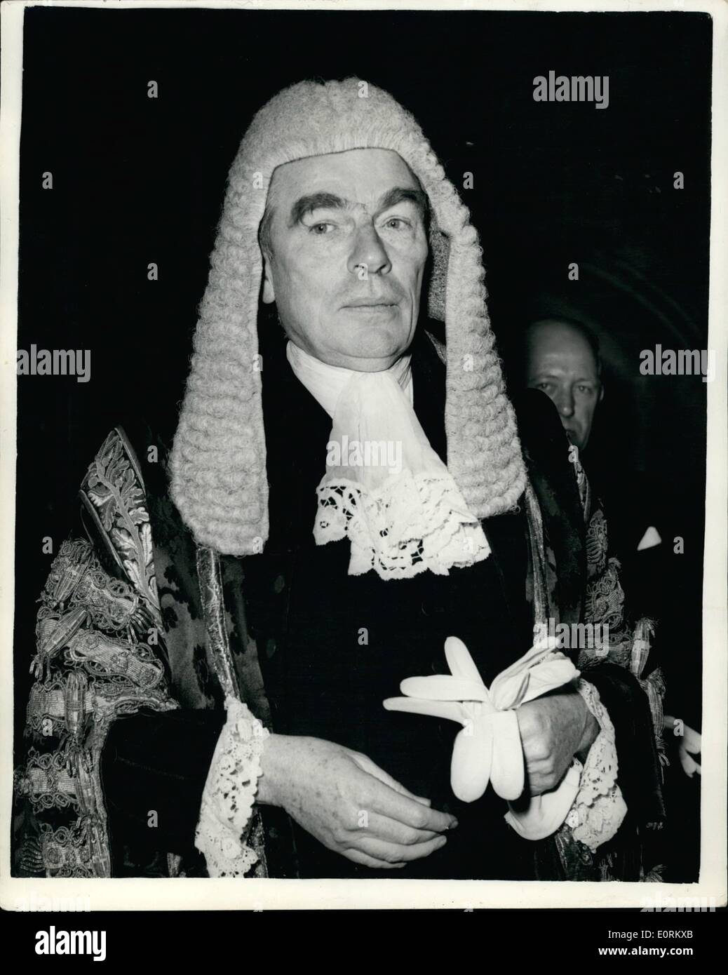 1. Januar 1960 - Vereidigung der neuen LORD JUSTICE OF APPEAL. SIR PATRICK DEVLIN war an diesem Morgen vereidigt-in als Lord Justice of Appeal - im House Of Lords. KEYSTONE Foto SHOWS.-SIR PA RICK die Zeremonie heute Morgen Stockfoto