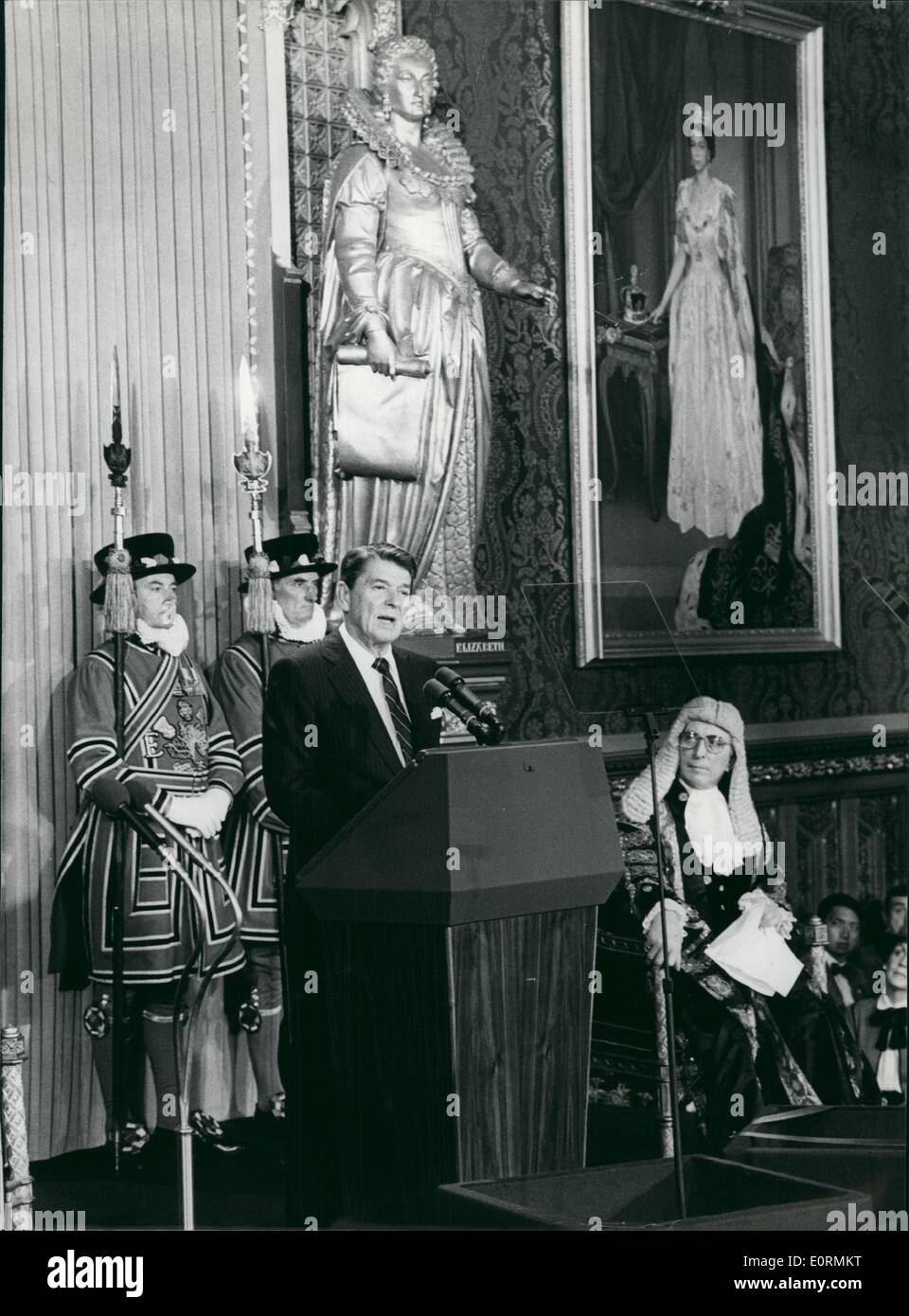 1. Januar 1960 - Präsident Reagan In England Stockfoto