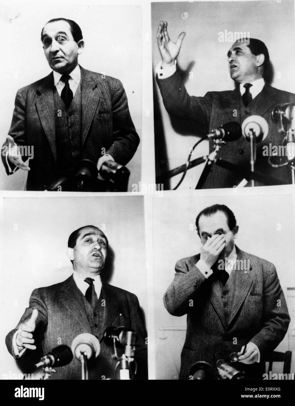 Sammlung von vier Fotos von Pierre Mendes-France sprechen Stockfoto