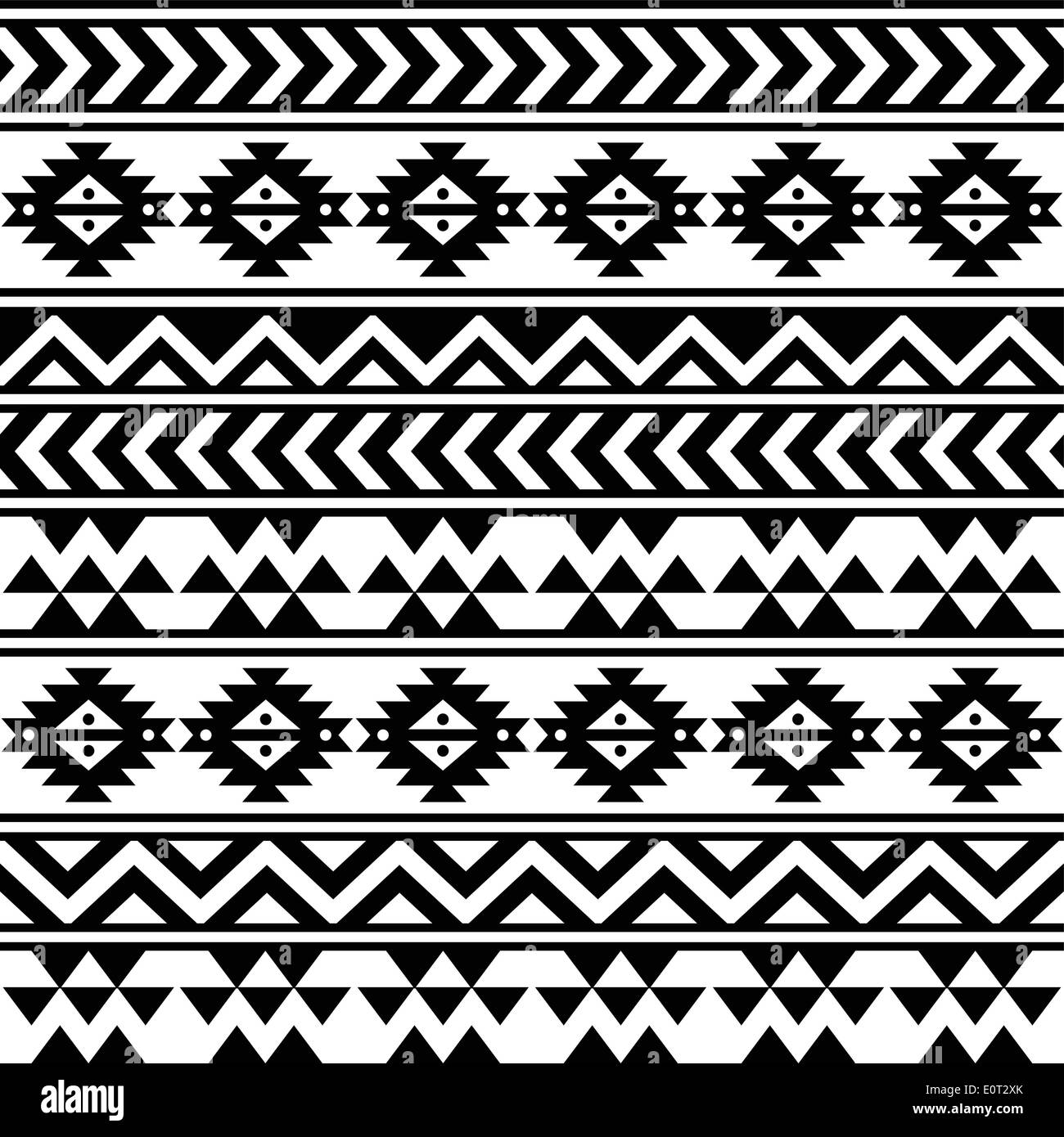 Aztekische tribal schwarz / weiß Musterdesign Stock Vektor