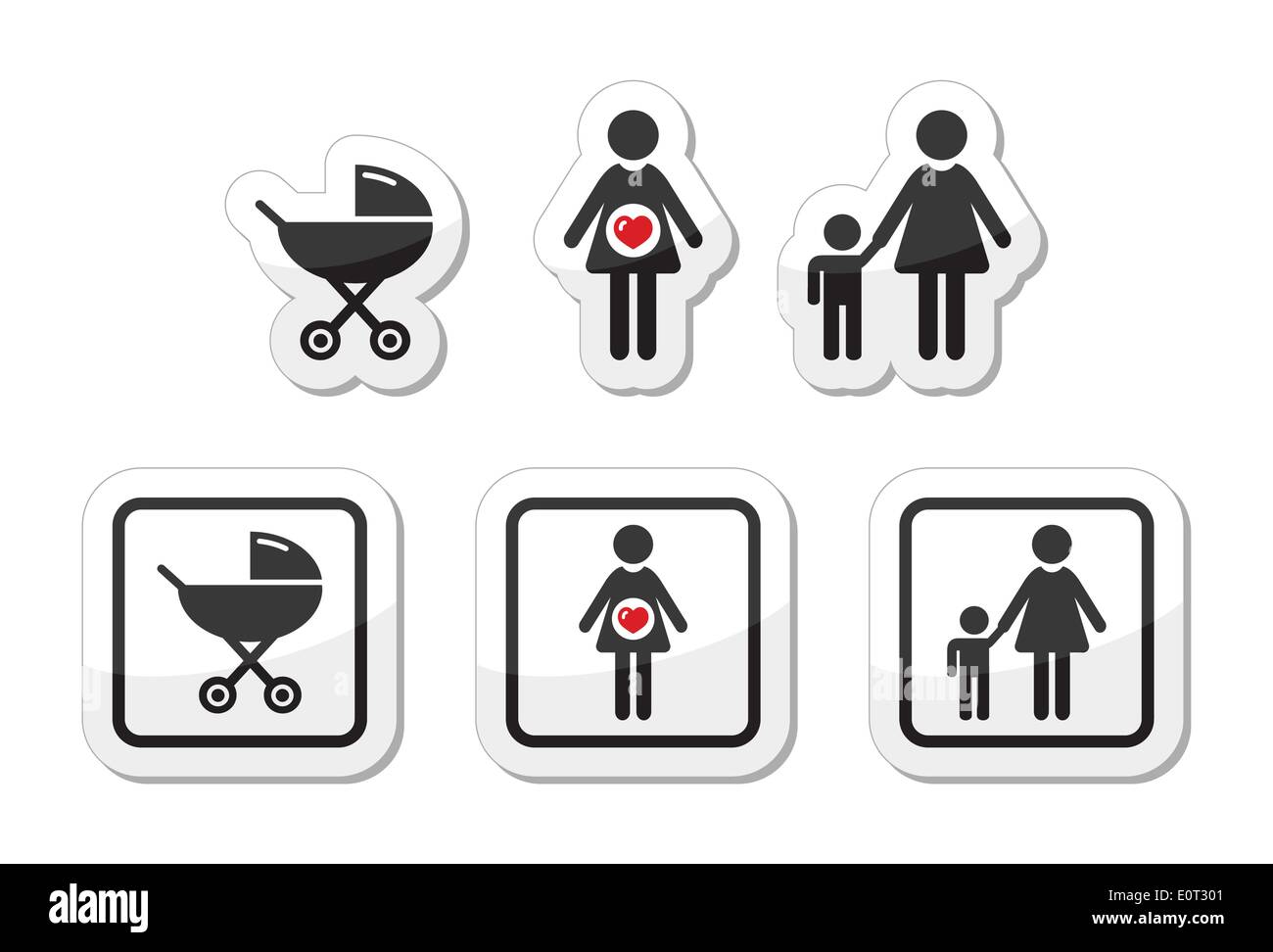 Symbole für Babys - Parm, Schwangerschaft, Mutter Stock-Vektorgrafik ...