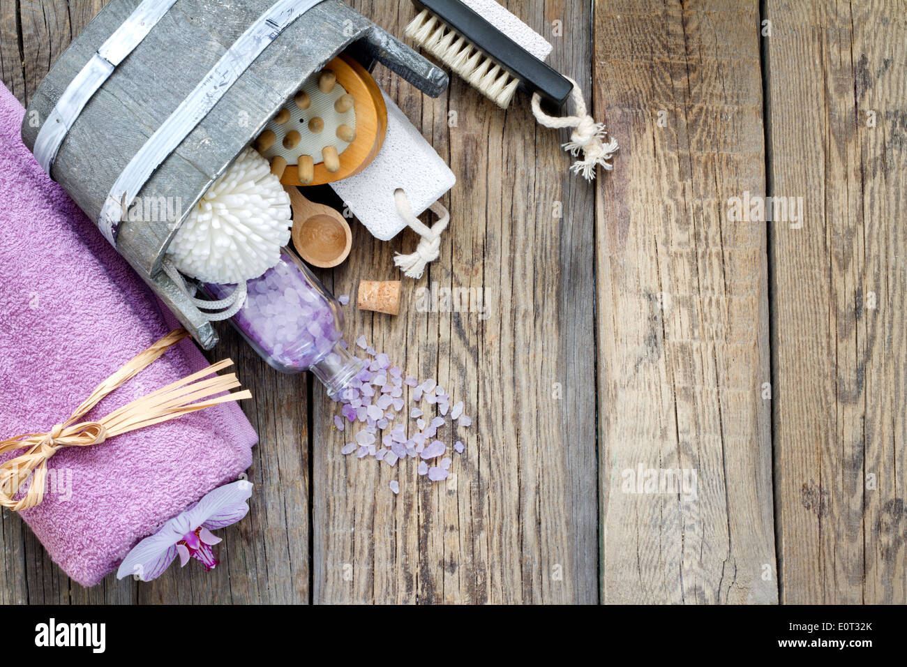 Aromatherapie Wellness massage Tools zur Pflege Stillleben Karosseriekonzept Stockfoto