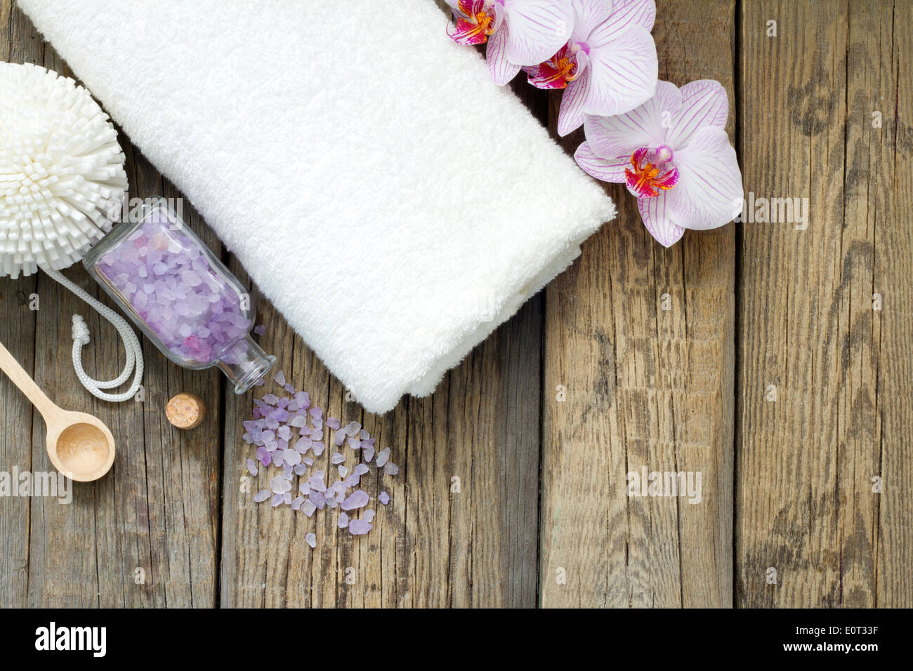 Aromatherapie Wellness massage Tools zur Pflege Stillleben Karosseriekonzept Stockfoto