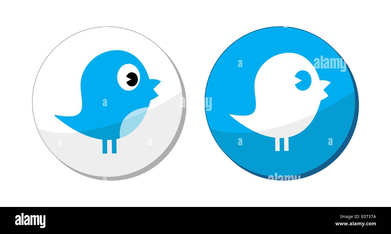 Social-Media-blauer Vogel Vektor Etiketten Stock Vektor