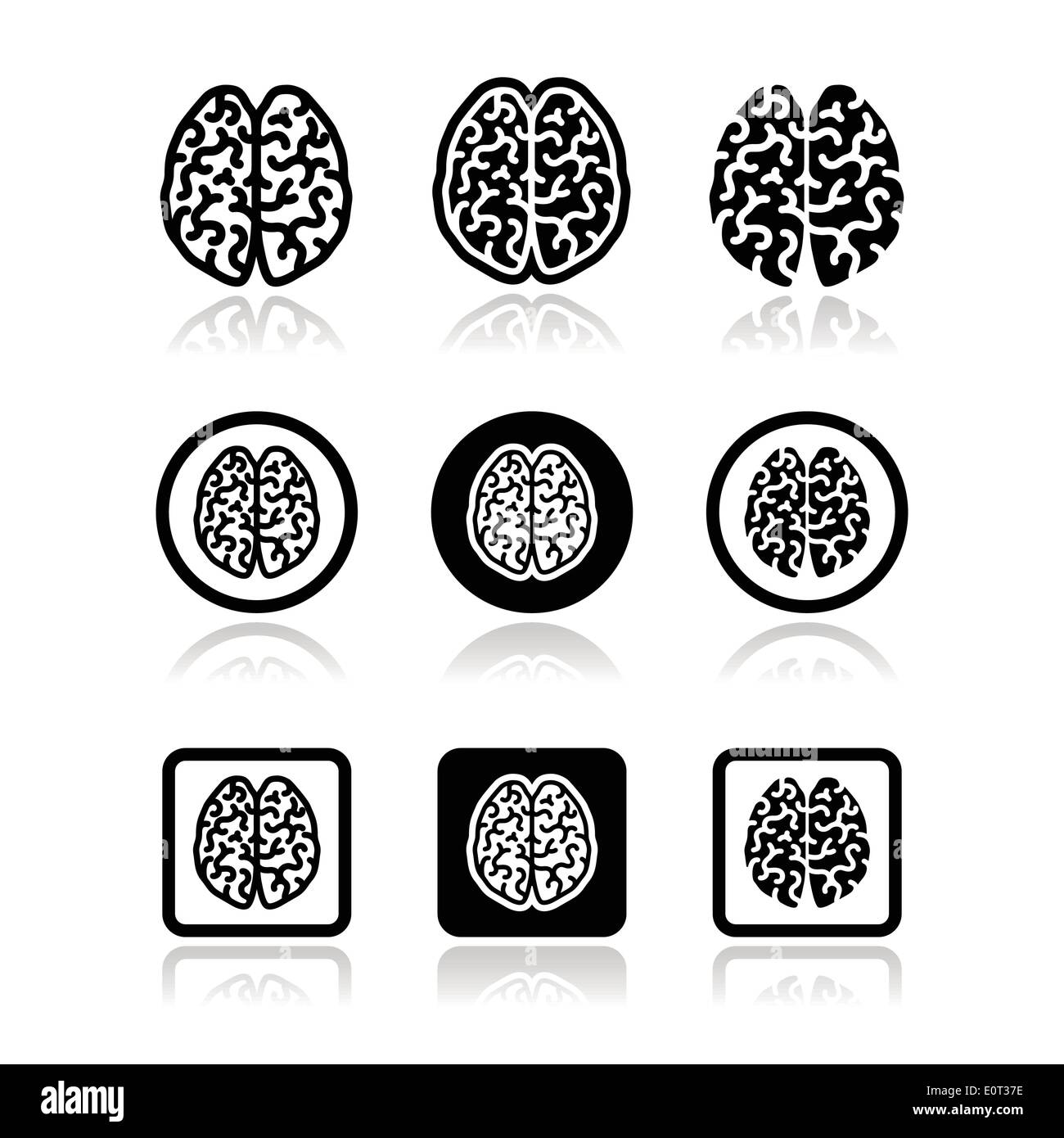 Menschlichen Gehirns Icons set - Intelligenz, Kreativität-Konzept Stock Vektor