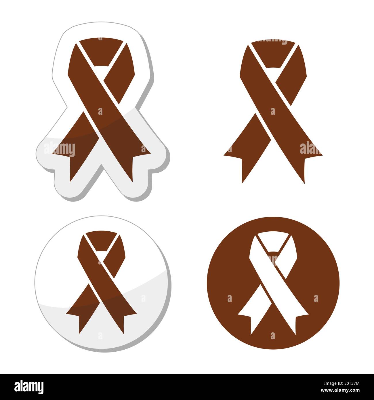 Braunen Band Anti-Tabak-Symbol, Schlüsse von Darmkrebs, Dickdarmkrebs Stock Vektor