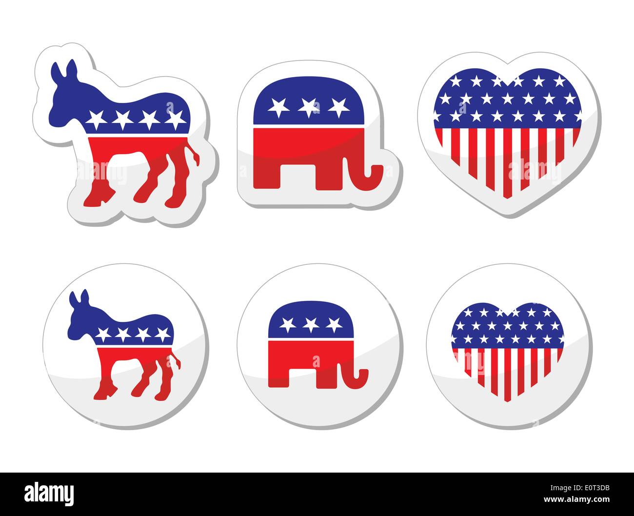 Usa Die Politischen Parteien Symbole Demokraten Und Repbublicans Stock Vektorgrafik Alamy