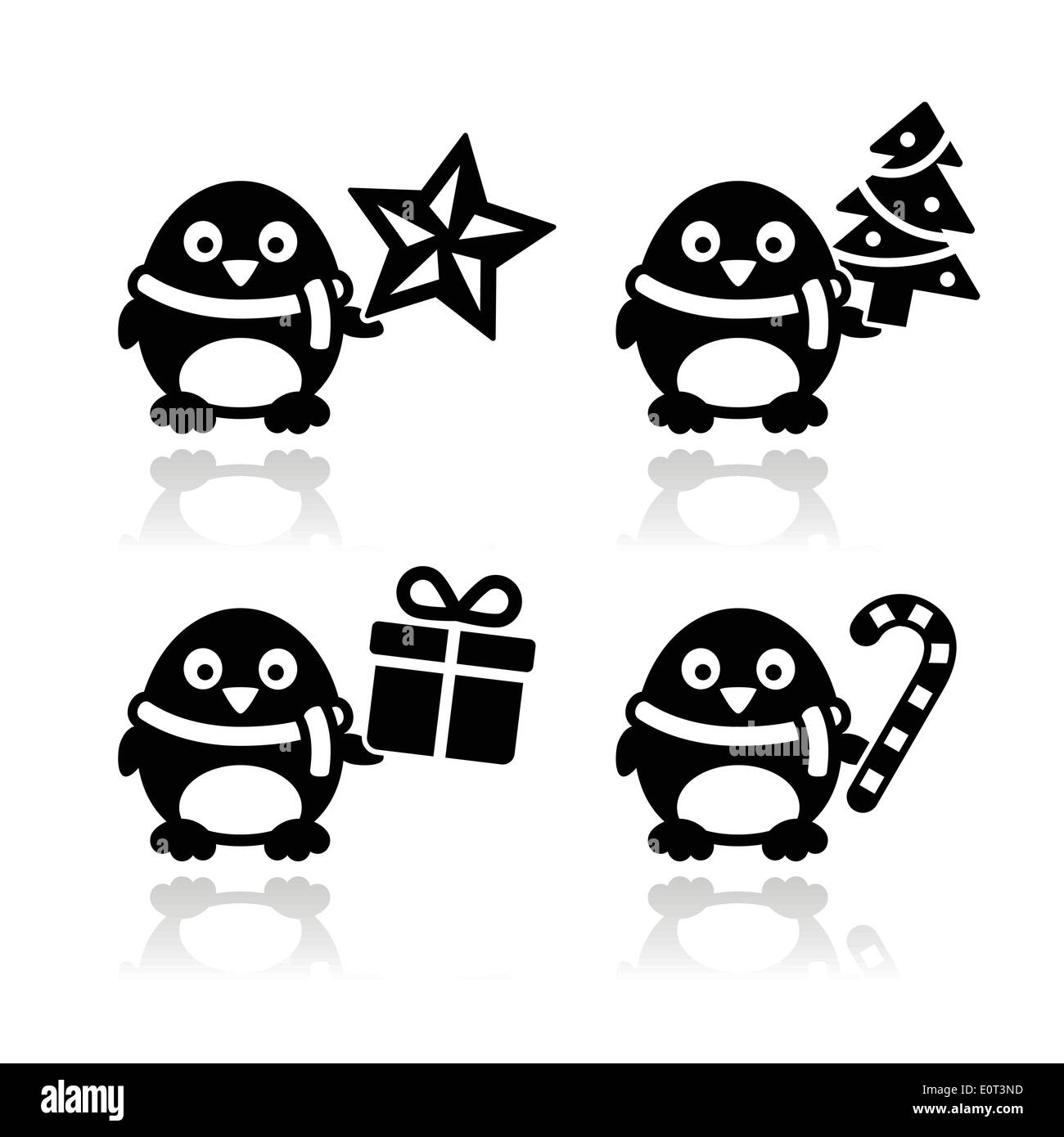 Weihnachten-niedlichen Pinguin-Vektor-Icons set Stock Vektor