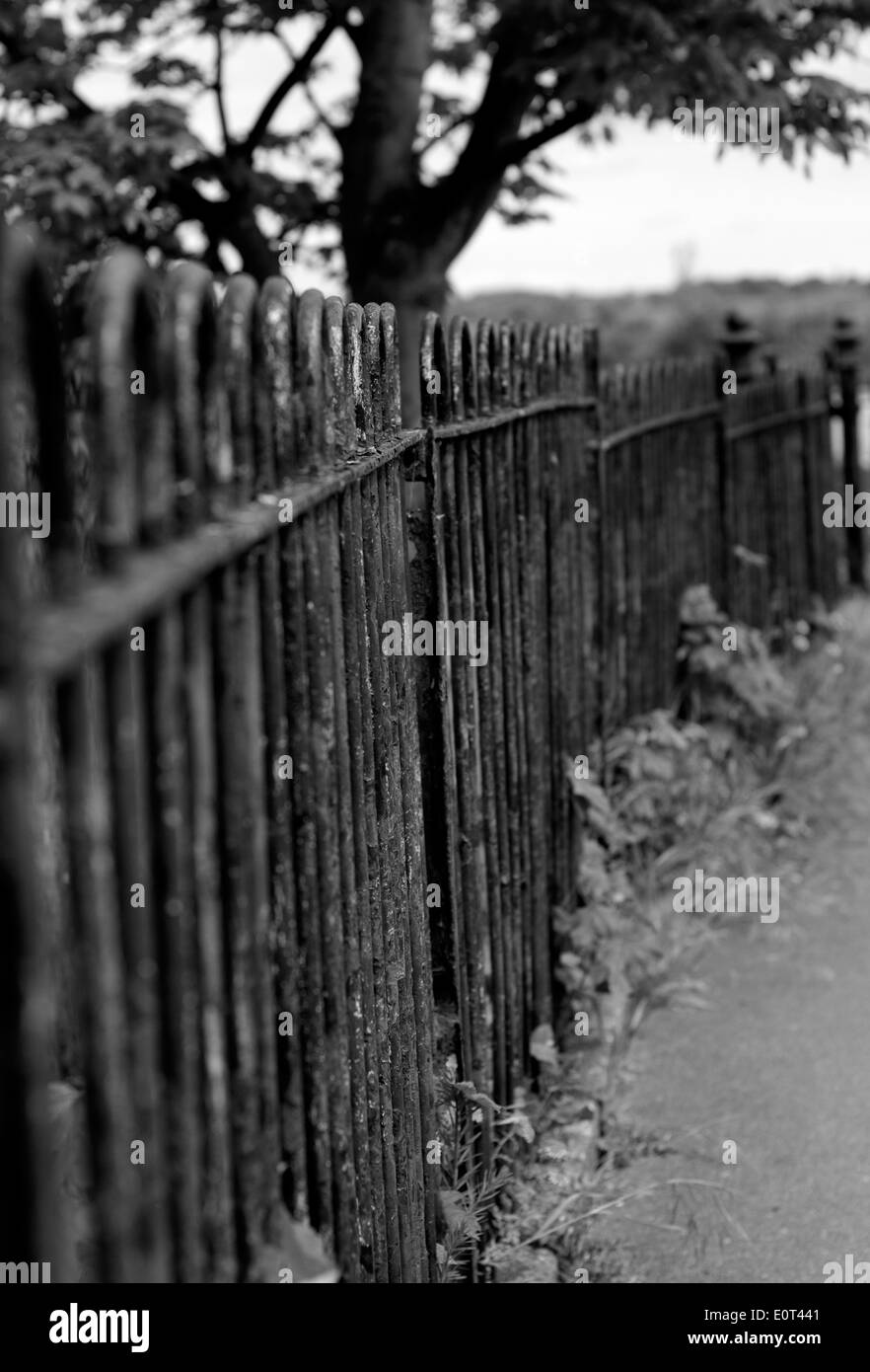 Metallgeländer schwarz & weiß Fotografie - Eastwood Nottinghamshire Stockfoto