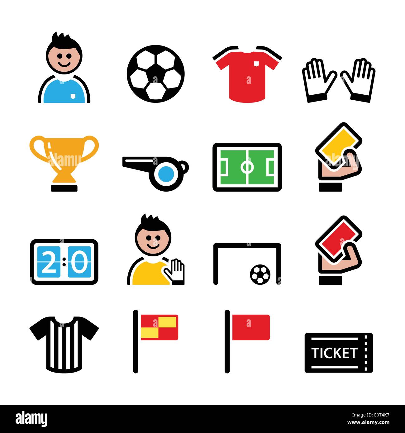 Fußball oder Fußball bunte Vektor-Icons set Stock Vektor