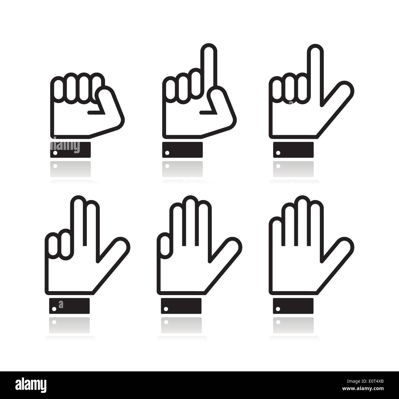 Zählung Handzeichen - Vektor isoliert auf weiss Stock Vektor