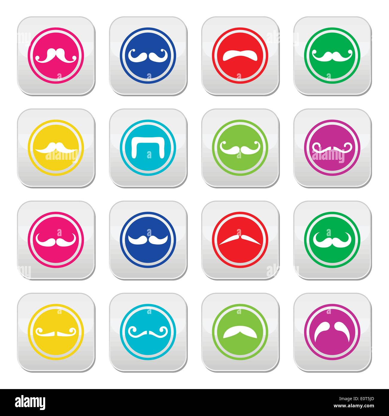 Bart oder Schnurrbart runden bunten Vektor-icons Stock Vektor