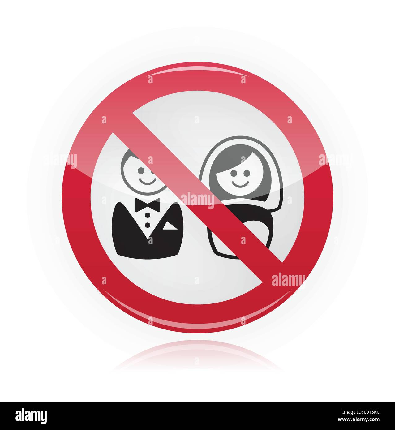 Keine Ehe, keine Hochzeit, keine Liebe rote Warnzeichen Stock Vektor