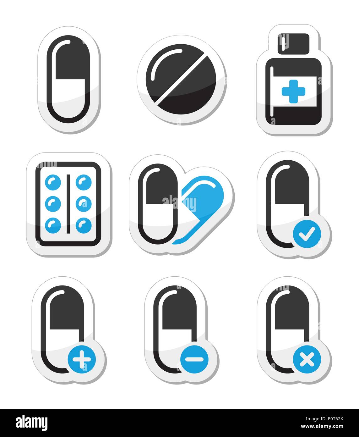 Pillen, Medikamente-Vektor-Icons set Stock Vektor