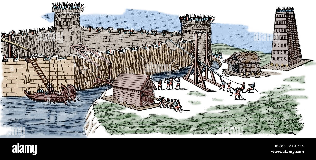 Gallischen Krieg (58-50 v. Chr.) Oppugnatio. Caesar Gallischen Krieg, 1899. Gravur. Spätere Färbung. Stockfoto