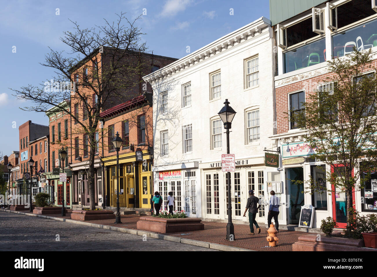 Senken Sie Broadway, Fells Point, Baltimore, Maryland, USA Stockfoto