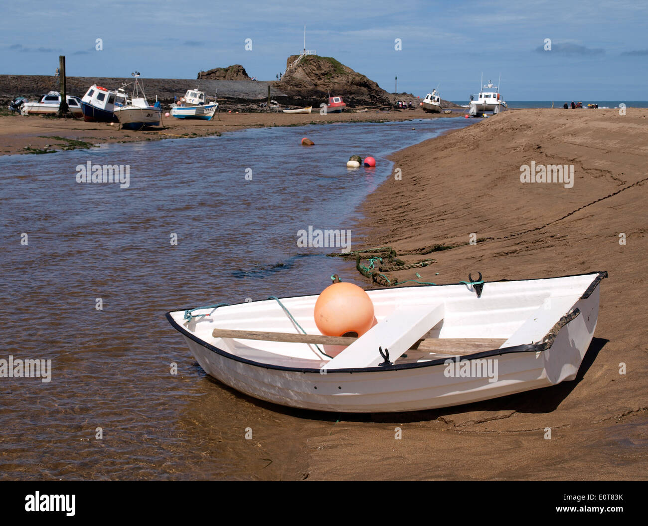 Summerleaze Beach, wo der Fluss Neet Meer, Bude, Cornwall, UK trifft Stockfoto