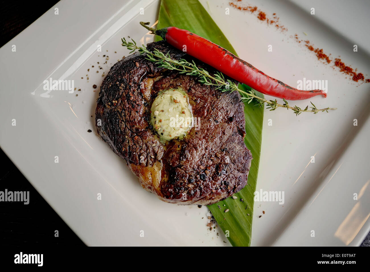 warme Mahlzeit - Fleisch mit red hot chili pepper Stockfoto