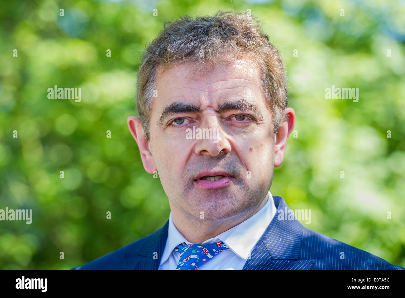 Rowan Atkinson auf No Man es Land: ABF der Soldat Charity Garten. Die Chelsea Flower Show 2014. Das Royal Hospital Chelsea, London, UK. Stockfoto