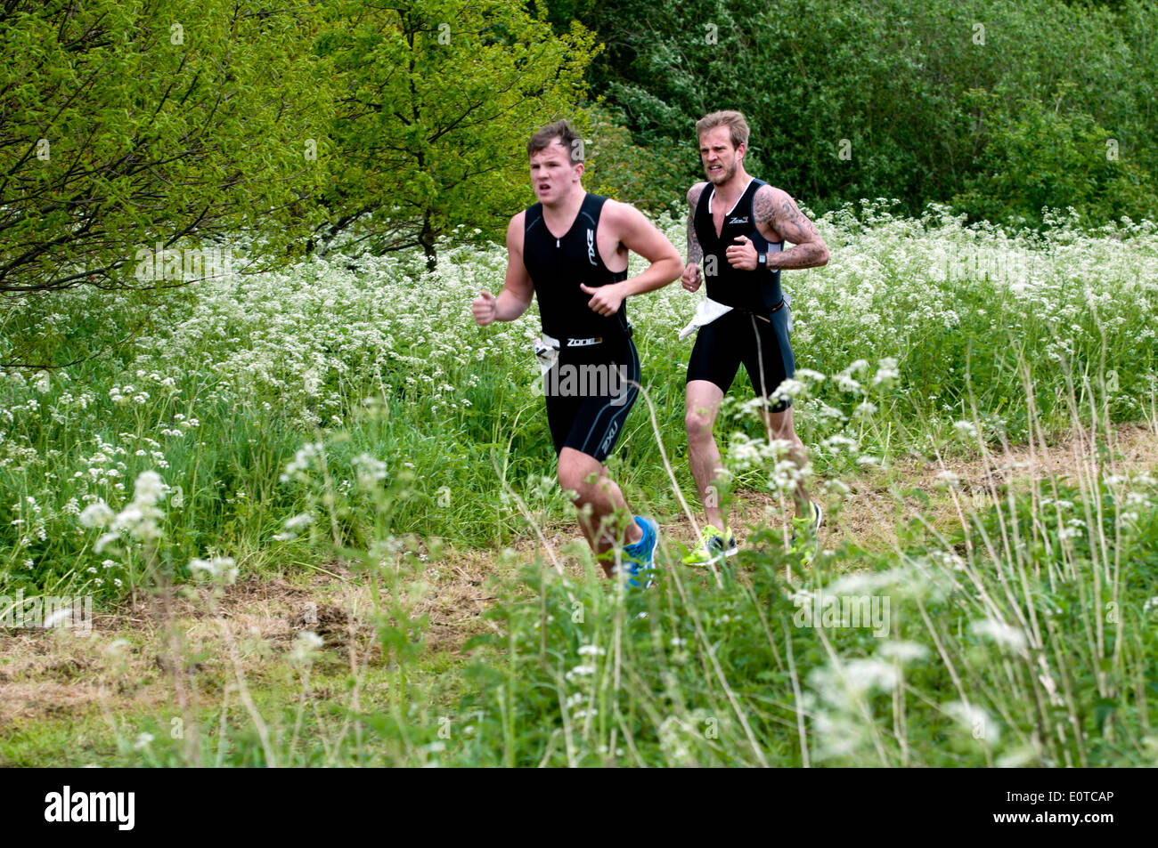 Läufer in Stratford 220 Triathlon Stockfoto